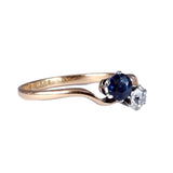 Edwardian Toi et Moi Sapphire Diamond Ring 18k Gold Platinum C. 1915