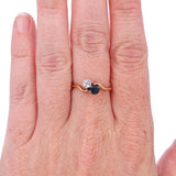 Edwardian Toi et Moi Sapphire Diamond Ring 18k Gold Platinum C. 1915