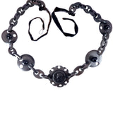 Victorian Vulcanite Cameo Black Mourning Necklace Circa 1880