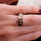 Victorian 9K Gold Buckle Hairwork Mourning Ring circa 1891