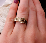 Victorian 9K Gold Buckle Hairwork Mourning Ring circa 1891