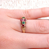Victorian 12k Gold Emerald and Ruby Ring circa 1865