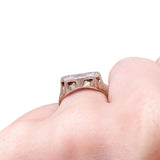 Art Deco c. 1925 Two Stone Diamond 18K White Gold Engagement Ring