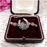 Victorian Sterling Silver and Rose Gold Horseshoe and Daisy Brooch circa 1880