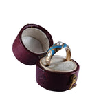 Victorian 18K Gold Light Blue Enamel and Pearl Ring circa 1860