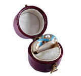 Victorian 18K Gold Light Blue Enamel and Pearl Ring circa 1860