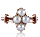 Victorian 12K Rose Gold and Pearl Ring Circa 1890