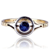 Art Deco 18k Gold and Platinum Sapphire Solitaire Ring circa 1925
