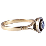 Art Deco 18k Gold and Platinum Sapphire Solitaire Ring circa 1925