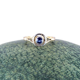 Art Deco 18k Gold and Platinum Sapphire Solitaire Ring circa 1925