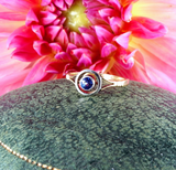 Art Deco 18k Gold and Platinum Sapphire Solitaire Ring circa 1925