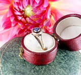 Art Deco 18k Gold and Platinum Sapphire Solitaire Ring circa 1925