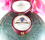 Art Deco 18k Gold and Platinum Sapphire Solitaire Ring circa 1925