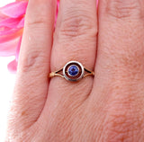 Art Deco 18k Gold and Platinum Sapphire Solitaire Ring circa 1925