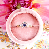 Art Deco 18k Gold and Platinum Sapphire Solitaire Ring circa 1925