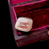 Georgian 18k Gold Cased Hound Dog Fob "Take Heed" circa 1820