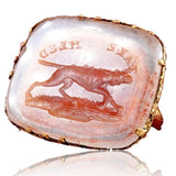 Georgian 18k Gold Cased Hound Dog Fob "Take Heed" circa 1820