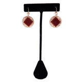 Victorian Rolled Gold Red Glass Circular Floral Drop Earrings circa 1890