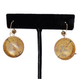 Victorian Rolled Gold Red Glass Circular Floral Drop Earrings circa 1890