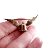 Victorian 15K Gold Winged Bell Brooch circa 1900