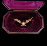 Victorian 15K Gold Winged Bell Brooch circa 1900