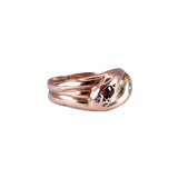 Victorian 9K Rose Gold Garnet and Diamond Double Snake Ring circa 1900