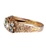 Victorian 15k Gold Emerald and Pearl Half Hoop Ring circa 1874