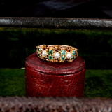 Victorian 15k Gold Emerald and Pearl Half Hoop Ring circa 1874