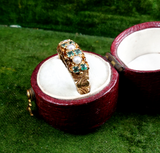 Victorian 15k Gold Emerald and Pearl Half Hoop Ring circa 1874
