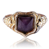 Victorian 9k Gold and Amethyst Shield Signet Ring circa 1870