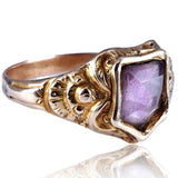 Victorian 9k Gold and Amethyst Shield Signet Ring circa 1870
