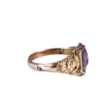 Victorian 9k Gold and Amethyst Shield Signet Ring circa 1870