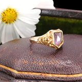 Victorian 9k Gold and Amethyst Shield Signet Ring circa 1870