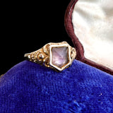 Victorian 9k Gold and Amethyst Shield Signet Ring circa 1870
