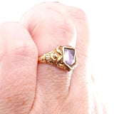 Victorian 9k Gold and Amethyst Shield Signet Ring circa 1870