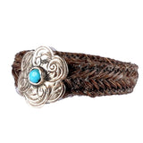 Victorian 14k Gold and Turquoise Hairwork Ring circa 1860