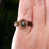 Victorian 14k Gold and Turquoise Hairwork Ring circa 1860