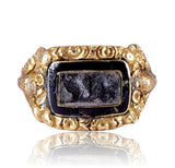 Early Victorian 18k Gold and Black Enamel Mourning Ring circa 1838