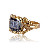 Early Victorian 18k Gold and Black Enamel Mourning Ring circa 1838