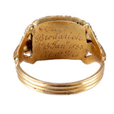 Early Victorian 18k Gold and Black Enamel Mourning Ring circa 1838