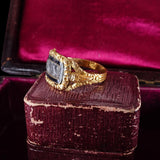 Early Victorian 18k Gold and Black Enamel Mourning Ring circa 1838