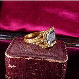 Early Victorian 18k Gold and Black Enamel Mourning Ring circa 1838