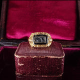 Early Victorian 18k Gold and Black Enamel Mourning Ring circa 1838