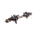 Victorian Silver, Cat's Eye Chrysoberyl, Garnet and Seed Pearl Fly Brooch circa 1870