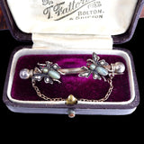 Victorian Silver, Cat's Eye Chrysoberyl, Garnet and Seed Pearl Fly Brooch circa 1870