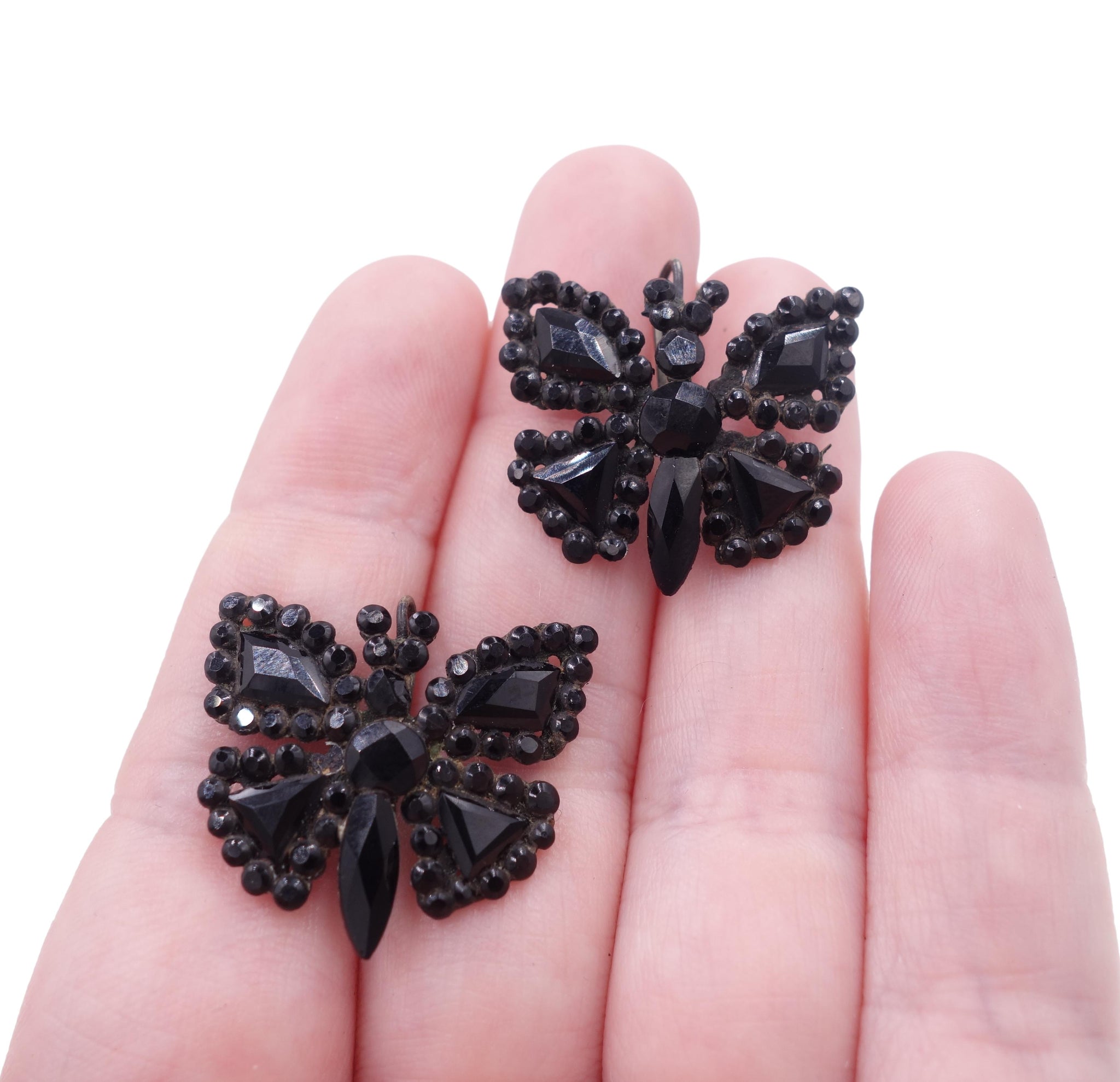 Cute Swarovski Crystal Butterfly Earrings Black Color