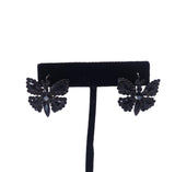 Victorian C. 1880 French Jet Butterfly Earrings