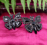 Victorian C. 1880 French Jet Butterfly Earrings