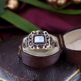 Victorian Agate, Black Enamel and Gold Mourning Ring