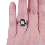Victorian Agate, Black Enamel and Gold Mourning Ring